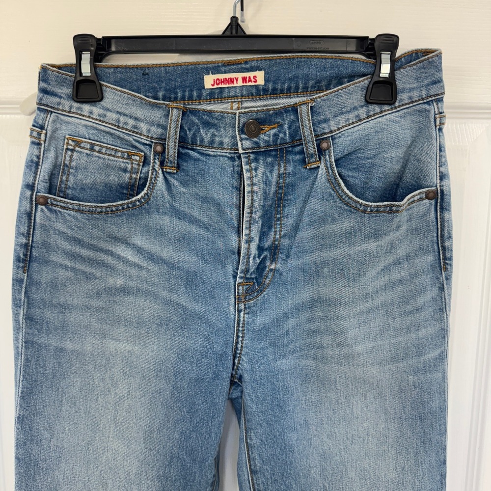 Johnny Was Jeans Women's Size 26 Bohemian Cropped Baby Boot Embroidered Floral - Picture 6 of 9